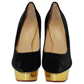 Charlotte Olympia-Zapatos de tacón Charlotte Olympia Dolly con plataforma en ante negro-Negro