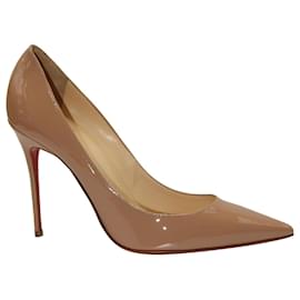 Christian Louboutin-Décolleté Christian Louboutin 554 100 Escarpins en cuir de veau verni nude-Marron,Chair