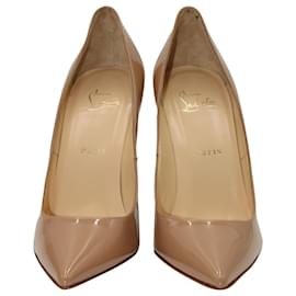 Christian Louboutin-Christian Louboutin Decollete 554 100 Pumps in Nude Patent Calf Leather-Brown,Flesh
