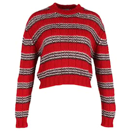Prada-Suéter de malha listrado Prada em lã vermelha-Vermelho