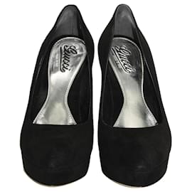 Gucci-Zapatos de tacón con plataforma Gucci en ante negro-Negro