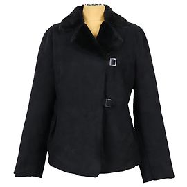 Armani Jeans Jacke aus Kunstschafsfell Schwarz Schwarz