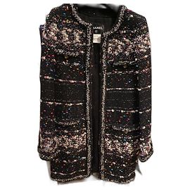 Giacca Chanel Supermarket Collection in tweed nero multicolore Multicolore