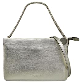 Givenchy-Givenchy Silver Leather Cross3 Satchel-Silvery