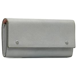 Céline-Celine Gray Continental Leather Wallet-Grey