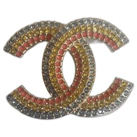 Chanel-CHANEL multicolor brooch-Golden