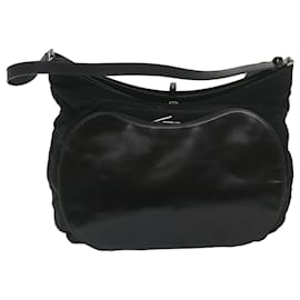 Gucci-GUCCI Shoulder Bag Canvas Black Auth bs9793-Black