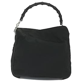 Gucci-GUCCI Bamboo Shoulder Bag Canvas 2way Black 0011638 Auth ep2478-Black