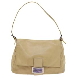 Fendi-FENDI Mamma Baguette Shoulder Bag Leather Beige 2348 26325 009 Auth ep2384-Beige