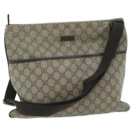 Gucci-GUCCI GG Supreme Bolsa de Ombro PVC Couro Bege 141198 auth 59967-Bege