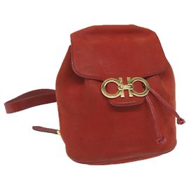 Salvatore Ferragamo Zaino Gancini Pelle Rosso Auth yk9492 Rosso