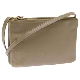 Céline-CELINE TRIO SMALL Shoulder Bag Leather Beige Auth bs8890-Beige
