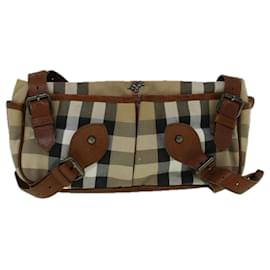 Burberry-BURBERRY Nova Check Shoulder Bag Canvas Beige Brown Auth 60426-Brown,Beige