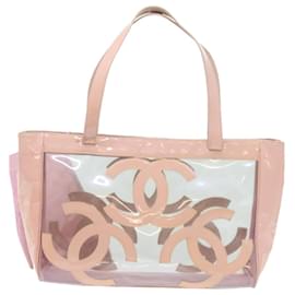 Chanel-CHANEL Tote Bag Enamel Pink CC Auth 60164A-Pink