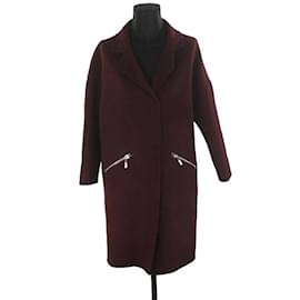 Maje-Wool coat-Dark red