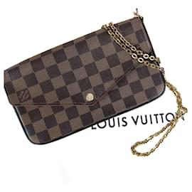 Louis Vuitton-Louis Vuitton Louis Vuitton Félicie Damier Ebene clutch bag with chain-Brown