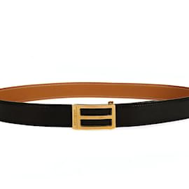Hermès-Hermès Cinturón vintage de piel bicolor Hermès de 1984-Negro