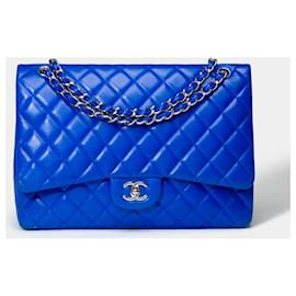 Chanel-Sac CHANEL Timeless/Classique en Cuir Bleu - 101583-Bleu