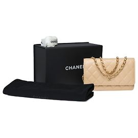 CHANEL Wallet on Chain Bag in Beige Leather - 101576 Beige