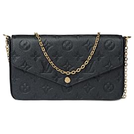 Louis Vuitton-LOUIS VUITTON Felicie Bag in Black Leather - 101572-Black