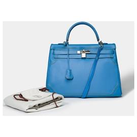 Hermès-Saco de Hermes Kelly 35 em couro azul - 101584-Azul