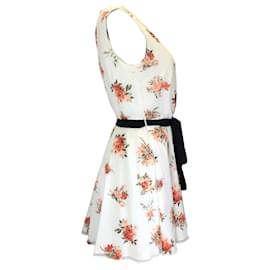 Autre Marque-Emilia Wickstead White Multi Katelyn Romantic Roses Sleeveless Short Cotton Day Dress-White