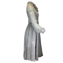 Autre Marque-CO. Robe en mousseline à manches longues et col noué à imprimé floral gris-Gris