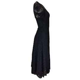 Autre Marque-Proenza Schouler Black Short Sleeved Printed Lace Dress-Black