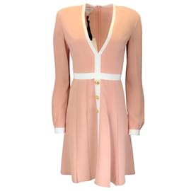 Giambattista Valli-Giambattista Valli Seashell Rose Long Sleeved Short Crepe Dress-Pink
