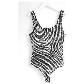 Versace Zebra Print Lace Body Black White