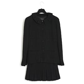 Chanel-fr40 Jacket Set FW1997 Black Wool Bouclette-Black