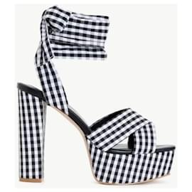 Twin Set-TWINSET high sandals with white-black Vichy checks-White