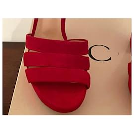 Casadei-Casadei red suede sandals-Red