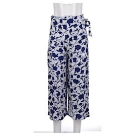 Tommy Hilfiger-Pantaloni culotte a gamba larga ritagliati con stampa floreale da donna-Blu,Blu chiaro