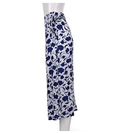 Tommy Hilfiger-Culottes femininos com estampa floral recortada com pernas largas-Azul,Azul claro