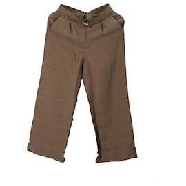 Tommy Hilfiger-Pantalones de tiro medio con pernera ancha y cinturón para mujer-Verde,Caqui