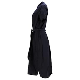 Tommy Hilfiger-Womens Self Tie Shirt Dress-Navy blue