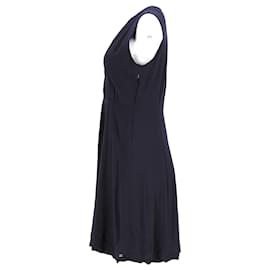 Tommy Hilfiger-Tommy Hilfiger Womens Pleated Viscose Midi Dress in Navy Blue Viscose-Navy blue