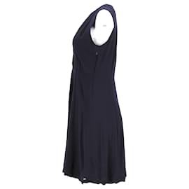 Tommy Hilfiger-Vestido midi feminino de viscose plissado Tommy Hilfiger em viscose azul marinho-Azul marinho