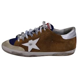 Golden Goose-Golden Goose Super-Star Low Top Sneakers in Brown Suede-Brown,Beige