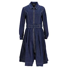 Tommy Hilfiger-Tommy Hilfiger Womens Denim Long Sleeve Zip Thru Dress in Blue Cotton-Blue