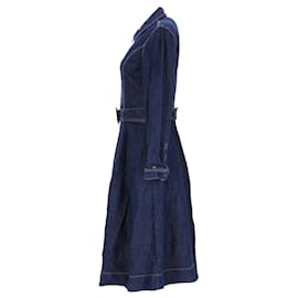 Tommy Hilfiger-Tommy Hilfiger Womens Denim Long Sleeve Zip Thru Dress in Blue Cotton-Blue