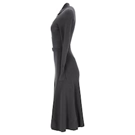 Tommy Hilfiger-Tommy Hilfiger Womens Zendaya Long Sleeve Midi Dress in Grey Cotton-Grey