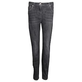 Brunello Cucinelli-Brunello Cucinelli Slim Tan Jeans aus dunkelblauer Baumwolle-Blau