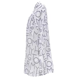 Tommy Hilfiger-Tommy Hilfiger Damen-Hemdkleid mit Seidenseil-Print aus weißer Seide-Weiß