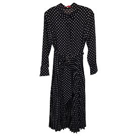 Carolina Herrera Polka Dot Midikleid aus schwarzer Seide Schwarz