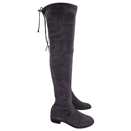 Stuart Weitzman Lowland Knee Length Boots in Grey Suede Grey