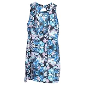 Maje-Mini-robe fleurie sans manches Maje en coton bleu-Bleu