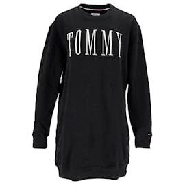 Tommy Hilfiger-Tommy Hilfiger Womens Cotton Blend Fleece Dress in Black Cotton-Black