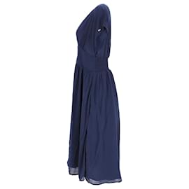 Tommy Hilfiger-Tommy Hilfiger Womens Flare Fit Midi Dress in Navy Blue Polyester-Navy blue